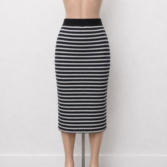 Michael Kors Dresses & Skirts - Michael Kors Black & White Striped Stretch Bodycon Tube Maxi Skirt XXS